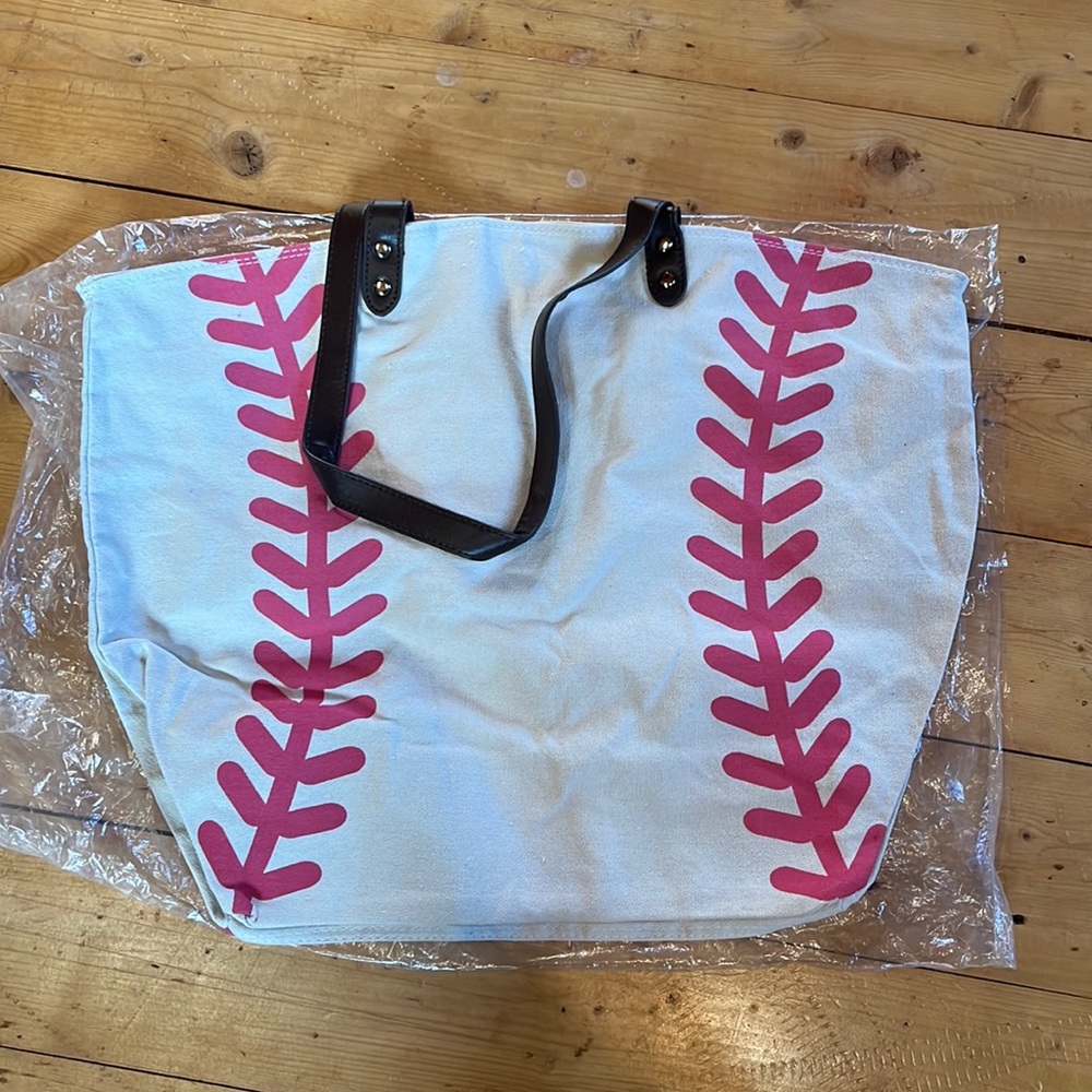 💙SALE❤️ Baseball tote with pink laces!